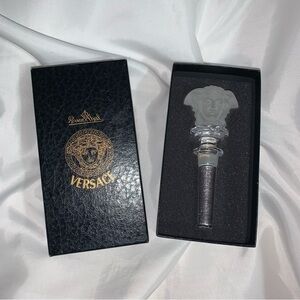 VERSACE x ROSENTHAL clear frosted lead crystal MEDUSA HEAD bottle stopper w/box